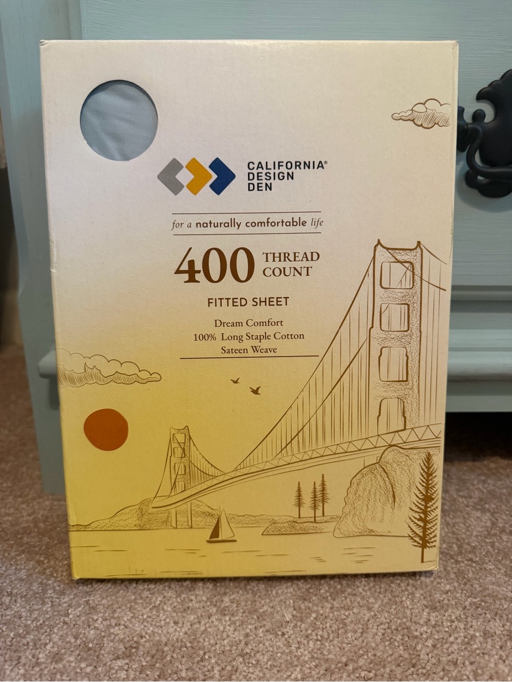 400-Thread Count Blue Fitted Sheet